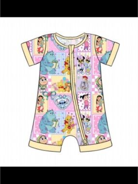 BAMBOO Pink Multi-Character double Zip shortie